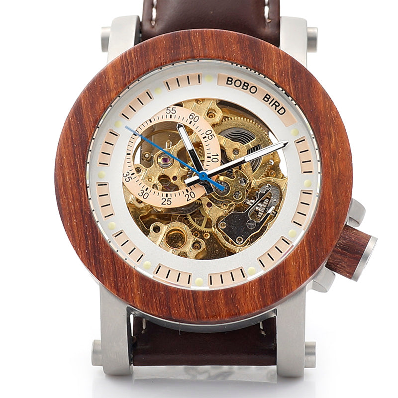 The Horticulturist Wood framed Skeleton Watch SteampunkStyle
