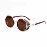 "Grover" Steampunk Goggle Style Round Sunglasses