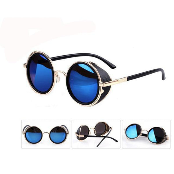 "Grover" Steampunk Goggle Style Round Sunglasses